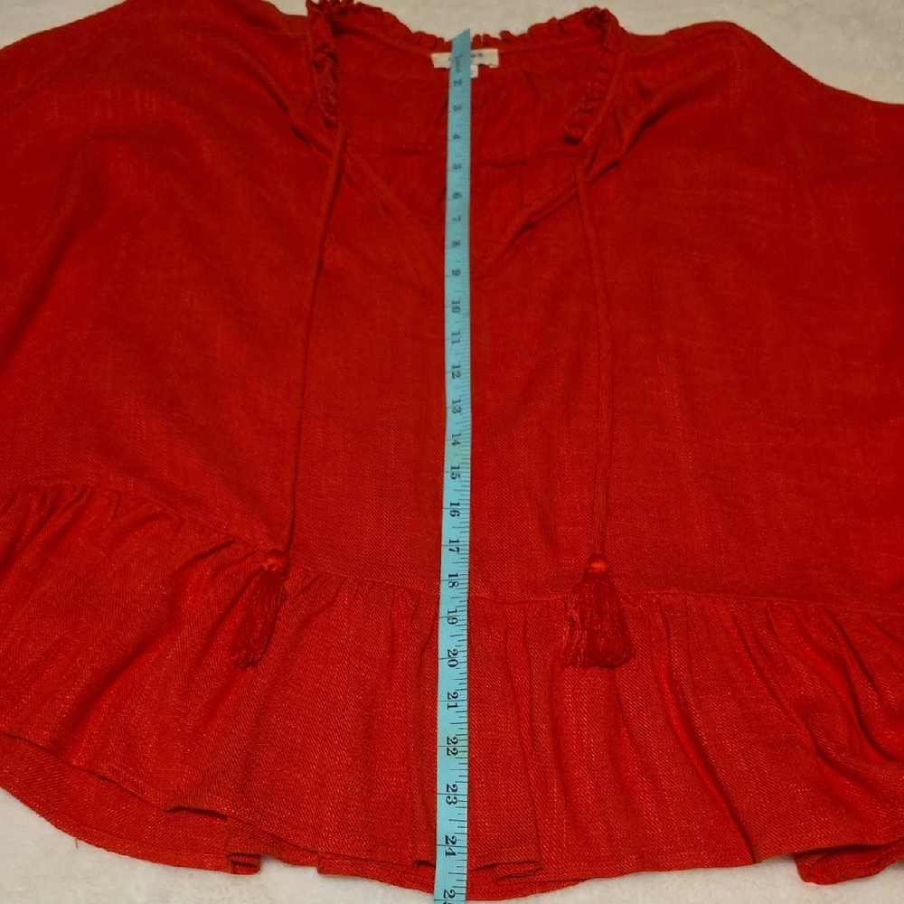 Umgee Bright Red Ruffled Blouse - Picture 4 of 5